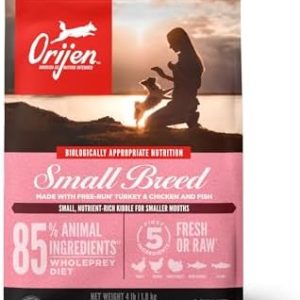 ORIJEN Small Breed Dry Dog Food, Grain Free Dry Dog Food for Small Breeds, Fresh or Raw Ingredients, 4lb