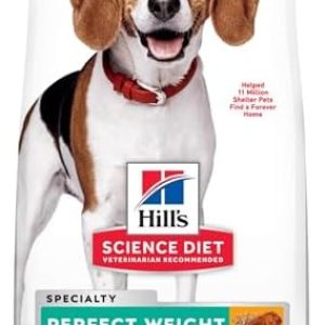 Hill’s Science Diet Perfect Weight, Adult 1-6, Weight Management Support, Small Kibble, Dry Dog Food, Chicken Recipe, 4 lb Bag