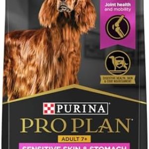 Purina Pro Plan Sensitive Skin and Stomach Dry Dog Food Senior Adult 7 Plus Salmon and Rice Formula – 24 lb. Bag