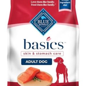 Blue Buffalo Basics Adult Dry Dog Food, Skin & Stomach Care, Limited Ingredient Diet for Dogs, Salmon Recipe, 24-lb. Bag