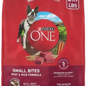 Purina ONE Small Bites Beef and Rice Formula Small High Protein Dry Dog Food Natural with Added Vitamins, Minerals and Nutrients – 31.1 lb. Bag