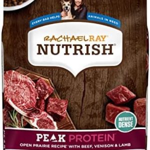 Rachael Ray Nutrish PEAK Natural Dry Dog Food, Open Prairie Recipe with Beef, Venison & Lamb, 23 Pounds, Grain Free (Packaging May Vary)