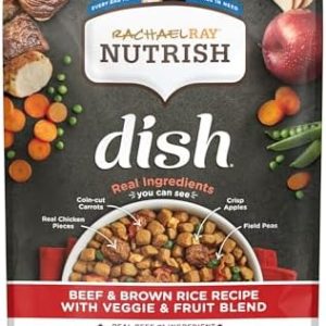 Rachael Ray Nutrish Dish Premium Natural Dry Dog Food with Added Vitamins, Minerals & Taurine, Beef & Brown Rice Recipe with Veggies, Fruit & Chicken, 23 Pound Bag