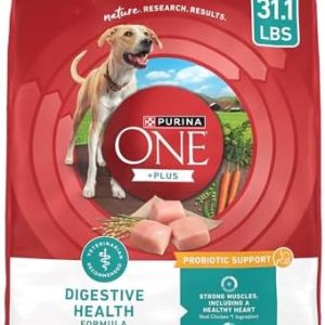 Purina One Plus Digestive Health Formula Dry Dog Food Natural with Added Vitamins, Minerals and Nutrients – 31.1 Lb. Bag