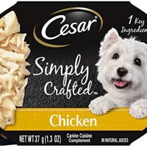 CESAR SIMPLY CRAFTED Adult Wet Dog Food Meal Topper, Chicken, (10) 1.3 oz. Tubs