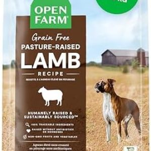 Open Farm, Grain-Free Dry Dog Food, Complete & Balanced Kibble, Sustainably & Ethically Sourced Ingredients, Non-GMO Veggies & Superfoods Support Overall Health, Pasture Raised Lamb Recipe, 22lb Bag