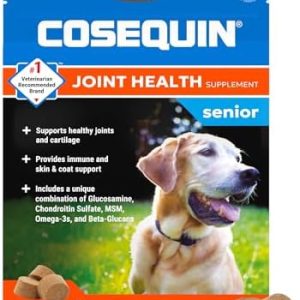 Cosequin Senior Joint Health Supplement for Senior Dogs – With Glucosamine, Chondroitin, Omega-3 for Skin and Coat Health and Beta Glucans for Immune Support, 60 Soft Chews