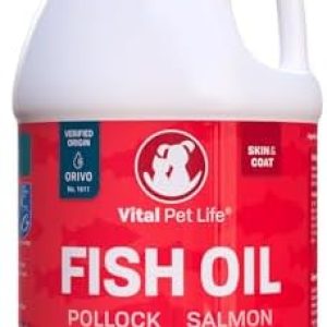 Fish Oil for Dogs – Healthy Skin & Coat, Salmon, Pollock, All Natural Supplement for Pets, Itching Scratching Allergy & Inflammation Defense, Omega 3 EPA DHA, Brain & Heart Health, 64 oz