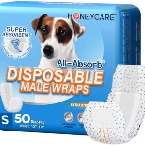 HONEY CARE All-Absorb A26 Male Dog Wrap, 50 Count, Small