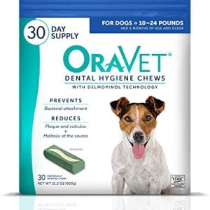 ORAVET Dental Chews for Dogs, Oral Care and Hygiene Chews (Small Dogs, 10-24 lbs.) Blue Pouch, 30 Count