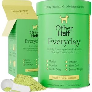 Other Half Everyday – Dog Multivitamin Supplement – Daily Joint, Gut, Allergy, Immune, Urinary Tract Support, Skin, Coat & More – Glucosamine, Chondroitin, Omega 3 & Probiotics | 45 Active Ingredients