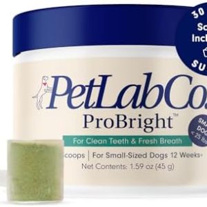 PetLab Co. ProBright Dental Powder – Dog Breath Freshener – Teeth Cleaning Made Easy – Targets Tartar & Bad Breath – Formulated for Small Dogs