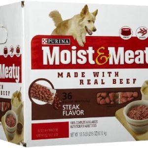 Purina Moist and Meaty Steak Flavor Soft Dog Food Pouches – 36 ct. Pouch