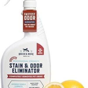 Rocco & Roxie Extreme Stain & Odor Eliminator for Strong Odor, Pet Urine Enzyme Cleaner Destroyer, Stain Remover for Dog Poop and Cat Pee, Enzymatic Carpet Cleaner Spray For Home, Puppy Potty Training