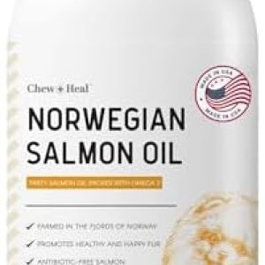 Salmon Oil for Dogs – Premium Fish Oil for Skin and Coat Health – Omega 3 Supplement – Supports Itchy Skin – 8 oz Liquid – Norwegian Dog Salmon Oil – Essential Dog Supplement