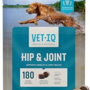 VetIQ Glucosamine Hip & Joint Supplement for Dogs, 180 Soft Chews, Dog Joint Support Supplement with MSM and Krill, Dog Health Supplies Large & Small Breed, Chicken Flavored Chewables