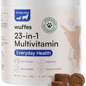 Wuffes 23-in-1 Chewable Dog Multivitamin&Supplements – Dog Multivitamin for Small&Large Breed – Pet Vitamins and Minerals for Coat, Heart, Hips&Joints, Digestion&Immune System, 30 Soft Chews (23-in-1)